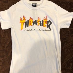 A white thrasher shirt.